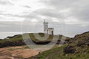 Elie Ness Lighthouse in coastal town Elie, Scotland, UK