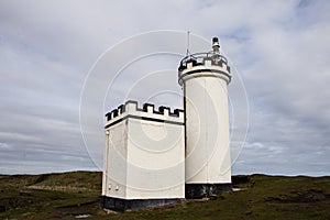 Elie Ness Lighthouse in coastal town Elie, Scotland, UK