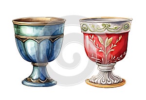 Elijah Cup, watercolor clipart illustration with isolated background