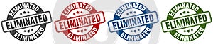 eliminated stamp. eliminated round stamp set isolated on white background