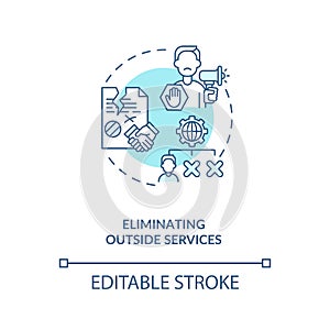 Eliminating outside services concept icon