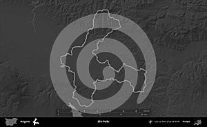 Elin Pelin outlined, Bulgaria. Grayscale