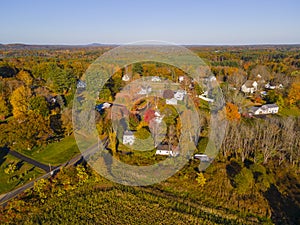 Eliot historic town center aerial view, Maine, USA