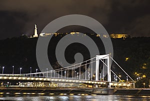 Elisabeth Bridge with the Citadel and Liberty Statue in Budapest