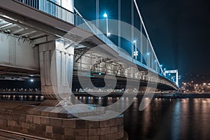 Elisabeth Bridge illuminated at night in Budapest, Hungary