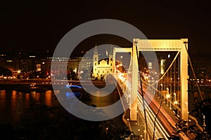 The Elisabeth Bridge at night in Budapest