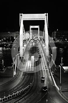 Elisabeth bridge at night in Budapest, Hungary