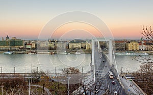 Elisabeth bridge and Pest, Budapest, Hungary