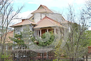ELISTA, RUSSIA. House museum of the poet D.N. Kugultinov in the spring afternoon