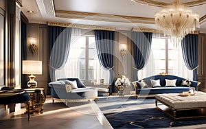 Elite Retreat: Opulent High-End Room Interior in a Luxurious Classy Setting