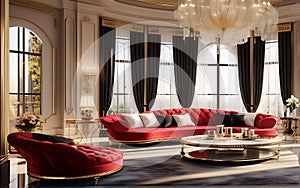 Elite Tranquility: Opulent High-End Room Interior in a Luxurious Setting