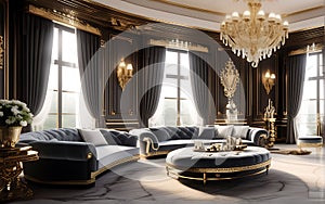 Elite Tranquility: Opulent High-End Room Interior in a Luxurious Setting