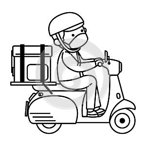 Elivery man. driver. biker. Delivery Staff flat icon design. outline.