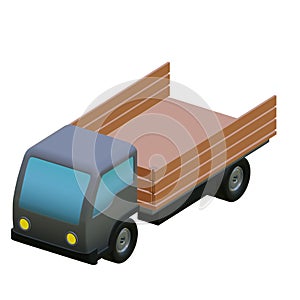 Elivery truck car 3D render illustration isometric view isolated on white background