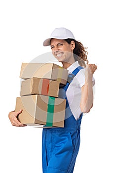 ?elivery woman with boxes