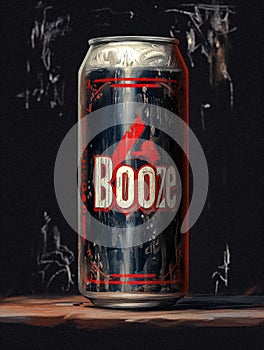 Elixir of the Gods: A Can of Booze Resting on a Table. Generative AI