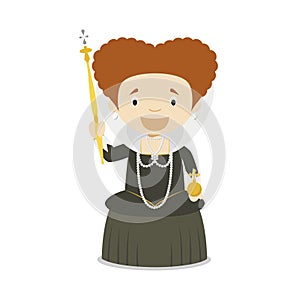 Elizabeth I of England cartoon character. Vector Illustration. photo