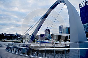 Elizabeth Quay Bridge crossing swan river in Perth, Australia