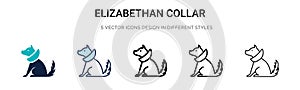 Elizabethan collar icon in filled, thin line, outline and stroke style. Vector illustration of two colored and black elizabethan