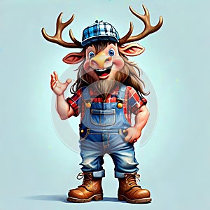 Elk animal critter union construction leader work clothes