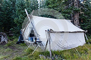 Elk Camp Canvas Tent in Colorado Wilderness