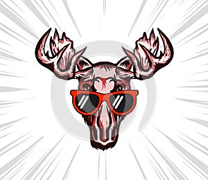 Elk head. Moose stylish head. Isolated vector illustration. Wild animal. Hunting logo. Tattoo tribal style