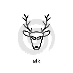 Elk icon. Trendy modern flat linear vector Elk icon on white background from thin line animals collection