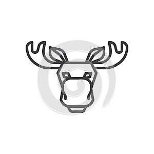 Elk moose head line icon