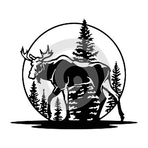 Elk, Moose Wildlife, Wildlife Stencils - Forest Silhouettes for Cricut, Wildlife clipart, png Cut file, iron on, vector