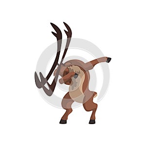 ElK standing in dub dancing pose, cute cartoon animal doing dubbing vector Illustration on a white background