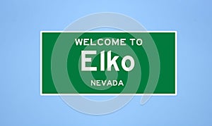 Elko, Nevada city limit sign. Town sign from the USA.