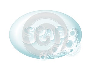 Ellipse bar of soap with foam isolated on white. Easy recolored vector