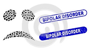 Ellipse Collage Sad Emote Smiley with Grunge Bipolar Disorder Stamps