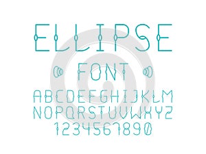 Ellipse font. Vector alphabet