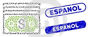 Ellipse Mosaic Banknotes with Scratched Espanol Watermarks