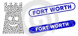 Ellipse Mosaic Glad Fort Tower with Grunge Fort Worth Seals