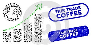 Ellipse Mosaic Litecoin Growing Trend with Distress Fair Trade Coffee Stamps