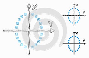 Ellipse Plot Vector Mesh Network Model and Triangle Mosaic Icon