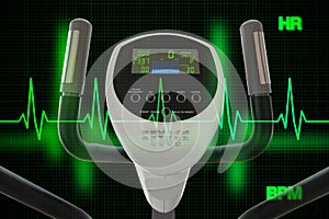 Elliptical Machine for Exercising with Heart Beat Diagram or Car photo