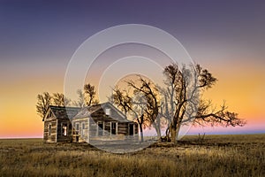 Ellis County, KS USA - Abandoned Wooden House in the Midwest Prairie