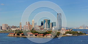 Ellis Island and new Jersey Skyline