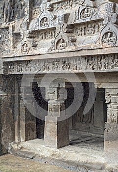 Ellora temple religious complex with Buddhist, Hindu and Jain cave temples and monasteries, UNESCO world heritage site, India