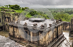 Ellora temple religious complex with Buddhist, Hindu and Jain cave temples and monasteries, UNESCO world heritage site, India