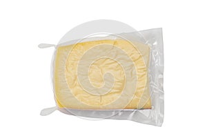 Ellow cheese in plastic packaging