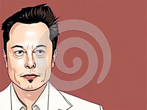 The Elon Musk art portrait, hand drawn
