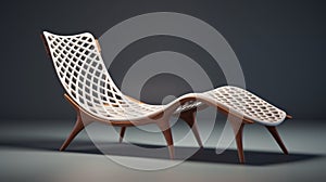 Elongated Lounge Chair With Fluid Lines And Net Pattern