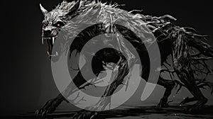 Elongated Wolf Humanoid Creature: A Twisted Caninecore Illustration
