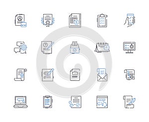 Eloquence line icons collection. Persuasion, Articulacy, Rhetoric, Flair, Poise, Charm, Wit vector and linear