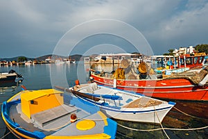 Ships and fishing boats in the harobor of Elounda.