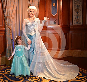 Elsa and beautiful girl - Disney movie Frozen - Magic Kingdom